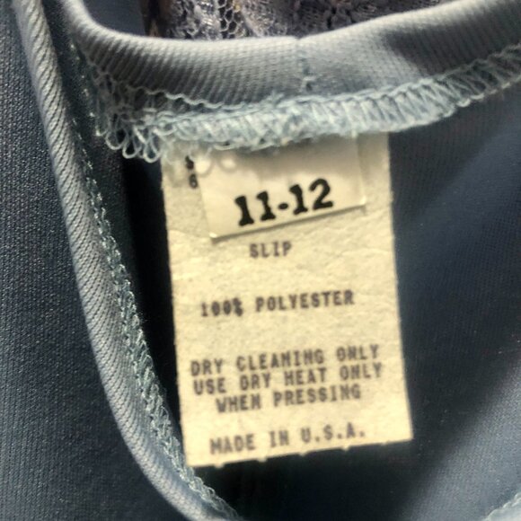 Marmie West Short Lace Nylon Blue Cocktail Dress With Blue Slip Size 11-12 - Picture 4 of 6